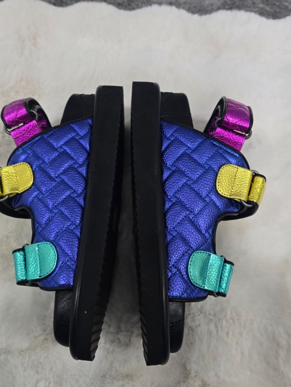 Kurt Geiger London Orson Metallic Leather Sandal Quilted Maximalism Size 36 NEW - Picture 8 of 8